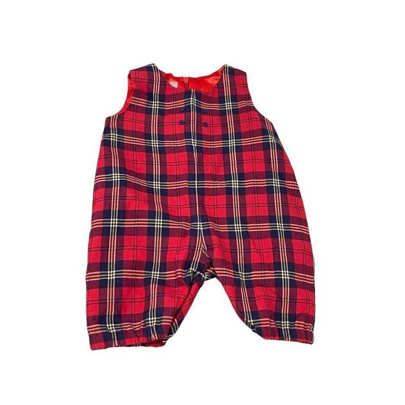 Fleurisse Leon Red Tartan Plaid Holiday Christmas Outfit Baby 6-9 Months - Picture 1 of 5